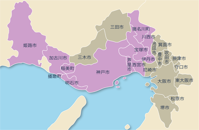 自社配送エリアマップ