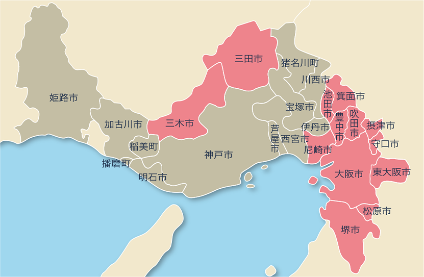 自社配送エリアマップ